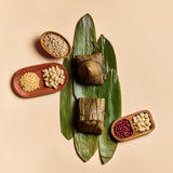 Glutinous Rice Dumpling with Conpoy, Pork Belly, Red Bean & Spicy Termite Mushroom + Glutinous Rice Dumpling with Peanuts, Pelted Wheat, Lotus Seed Paste & Osmanthus + Premium Chinese Tea "Oriental Red"